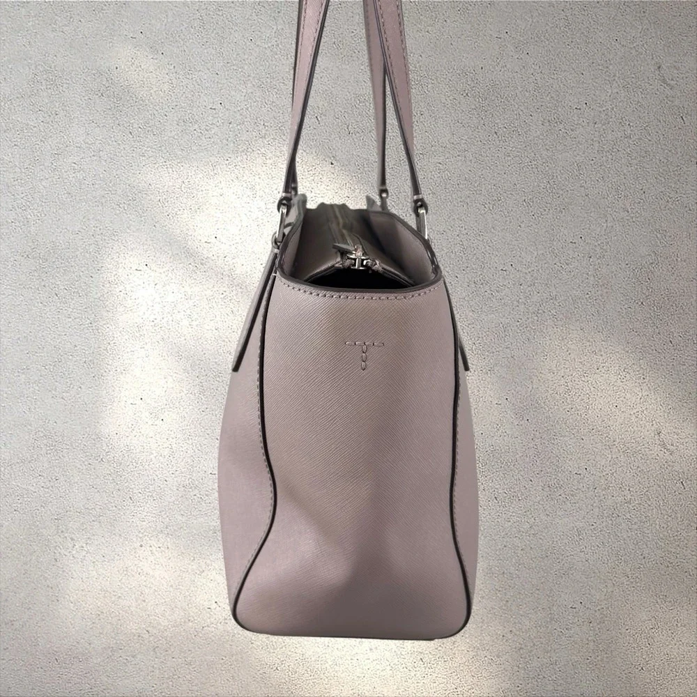 Tory Burch Emerson Small Top Zip Tote Bag French Gray Taupe